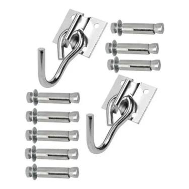 Imagem de 2X Kit Gancho De Rede Aço Com Chumbador Reforçado Suporta 25