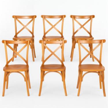 Imagem de Kit 6 Cadeiras Madeira Sala de Estar Gourmet Katrina Paris Amendoa
