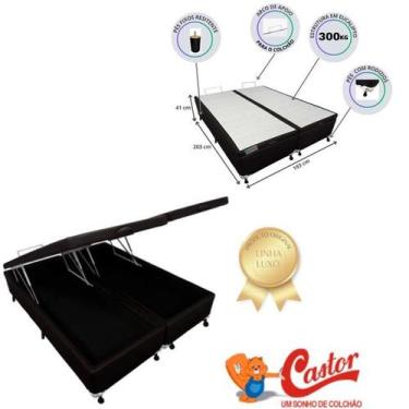 Imagem de Cama Box Baú Castor Casal King Size Bipartida 193x203x41 - Resistente 