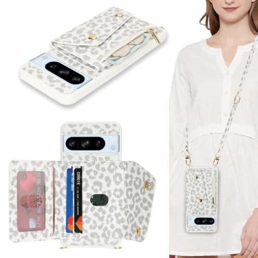 Imagem de Lipvina Capa para Google Pixel 8 Pro com suporte para cartão e alça - bolso com zíper, alça transversal, suporte para cartão de crédito, anel de suporte, linda capa carteira de telefone para mulheres