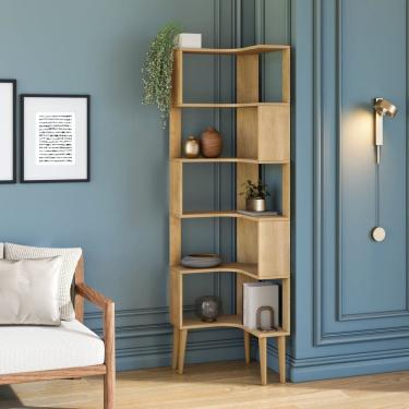 Imagem de Estante Multiuso de Canto 6 Prateleiras Berlim Cinamomo