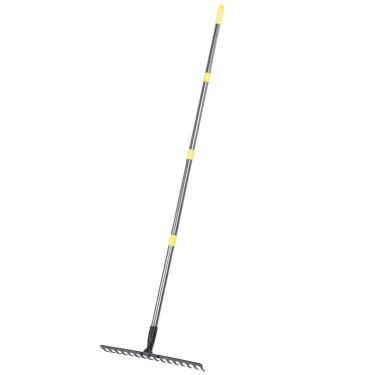 Imagem de Zhjvihx 17 Tine Garden Rake Com Alça Ajustável de 65 Polegadas, Ancinho de de Cabeça Pesada para Afrouxamento do , Coletando Folhas, Pátio de Palha e Limpeza de Detritos