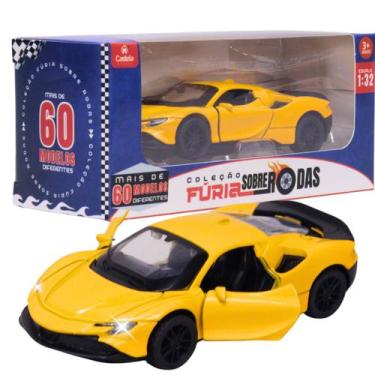 Imagem de Carrinho Miniatura Amarelo Pull Back 1:32 C/ Som e Luz - Castela Brasi
