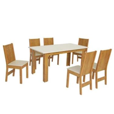 Imagem de Conjunto Mesa Retangular Luiza 6 Cadeiras - São Carlos - Moveis Sao Ca