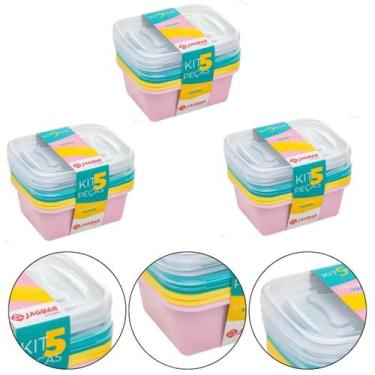 Imagem de Kit 15 Potes Plástico Tampa Organiza Alimentos 750ml Jaguar