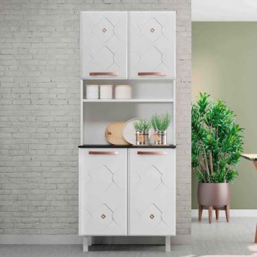 Imagem de Paneleiro em Aço Mirage 4 Portas 3 Prateleiras Branco - Telasul, Branc