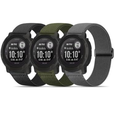 Imagem de Bolesi Pacote com 3 pulseiras de relógio de nylon elástico compatíveis com Garmin Instinct 2/3 de 45 mm/1 Solar, pulseira esportiva macia respirável ajustável de 22 mm para Instinct 2 Surf/Tactical