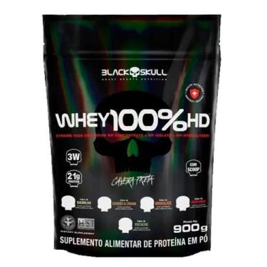 Imagem de Whey 100% HD Refil Black Skull Sabor Baunilha 900g - Suplemento Protei