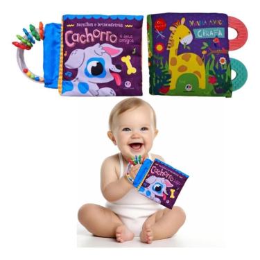 Imagem de 10X Brinquedo Educativo Bebê - Kit 2 Livros De Pano Sensori