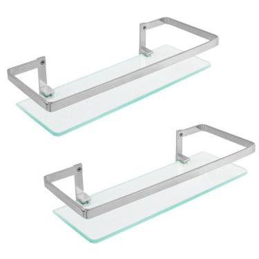 Imagem de Kit 2 Porta Shampoo Retangular Exclusivo Cromado Luxo