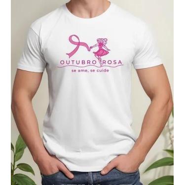 Imagem de Camiseta Camisa Feminina Masculina Algodão Campanha Outubro Rosa Preve
