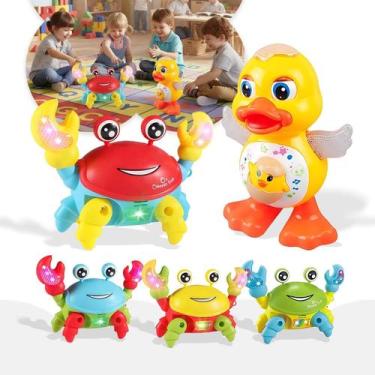 Imagem de Kit Brinquedos Caranguejo Fujão E Pato Dançante Com Som Musica Luz Led
