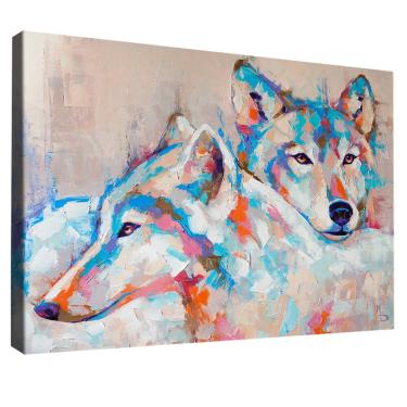 Imagem de Quadro Decorativo Casal de Lobo Aquarela