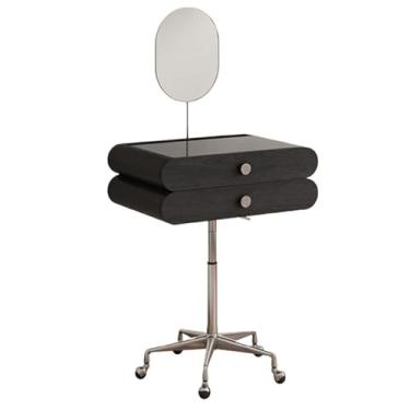 Imagem de Escrivaninha de penteadeira Penteadeira móvel retrô pequena penteadeira com espelho de maquiagem Farmhouse Maquiagem gaveta armazenamento joias para quarto(Preto)