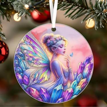 Imagem de Enfeite de acrílico vintage de fada - decoração de pendurar em vitral - enfeites e decorações de árvore de Natal - presentes para mulheres/mãe/filha/ela - anjo Suncatcher 03