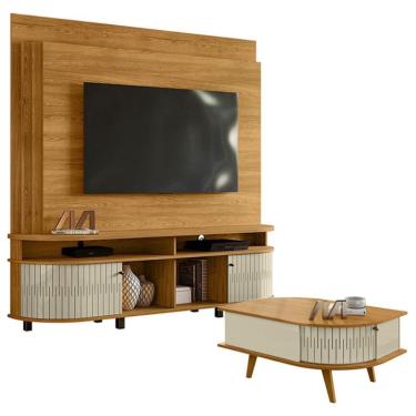 Imagem de Estante Home Theater Daytona com Mesa de Centro Indianápolis Cumaru Opala – Madetec