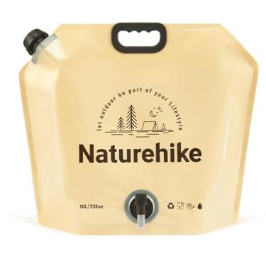 Imagem de Naturehike Recipiente de água dobrável de 2,6 galões - Jarro de água portátil de 10 L sem BPA com torneira, bolsa de água com design suspenso e independente para acampamento, emergência e caminhadas