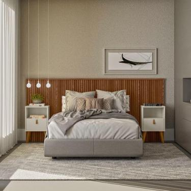 Imagem de Cabeceira Laranjeiras em Ripado 241cm com Frame Linea Brasil, Freijo