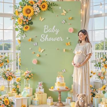 Imagem de Capa de arco de casamento verde sálvia 1,6 x 1,2 m para chá de bebê, 2 lados, elastano, elástico para festa de aniversário, cerimônia, formatura, banquete, decoração