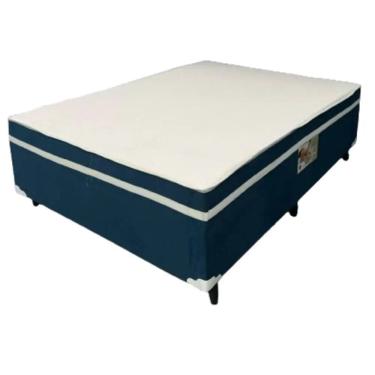 Imagem de Cama Box Alto Nivel Casal com Molas Ensacadas 138x188x60cm Cor Azul