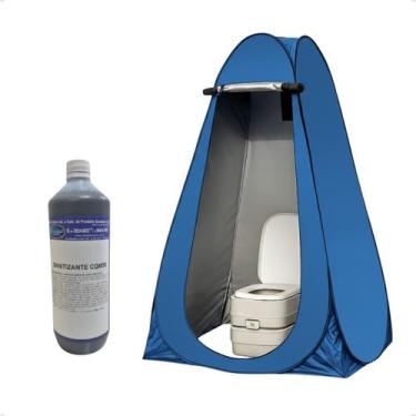 Imagem de Kit Vaso Sanitário Portátil 10 L + Sanitizante + Barraca - Seaflo, Azu
