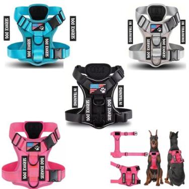 Imagem de Coleira Peitoral Reforçada Cachorros Cães Médios E Grandes Com Tags Em