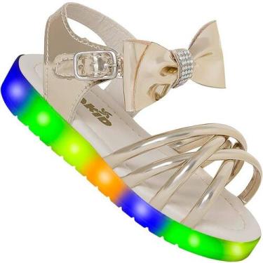Imagem de Sandalia Infantil Menina Com Led Colorido Confortavel - Beakid, Dourad