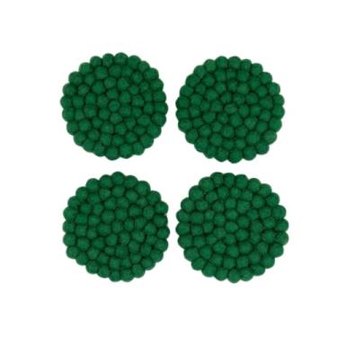 Imagem de Humble Hilo Porta-copos de feltro feito à mão, 9,9 cm, conjunto de 4 (verde geléia)