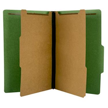 Imagem de The File King – Pasta de arquivos de classificação de quadro de pressão – Tamanho legal – aba superior com 2 divisórias e expansão de 5 cm para armários e gavetas de arquivamento – Caixa com 10, Dark Green, 2 Dividers, 2" expansion