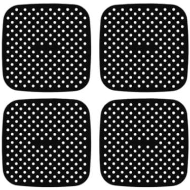 Imagem de Kit 4 Tapetes Preto de Silicone Protetor para Fogão de Indução, Quadrado, 20 cm, Suporta até 230°C