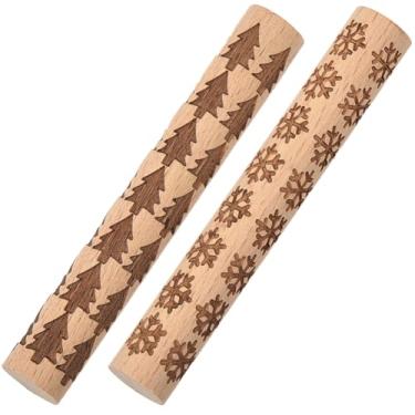 Imagem de CREATCABIN 2 peças de rolos de textura de argila, kit de rolos texturizados com padrão de floco de neve de pinheiro para modelar cerâmica, pintura de cerâmica, artesanato feito à mão, faça você mesmo