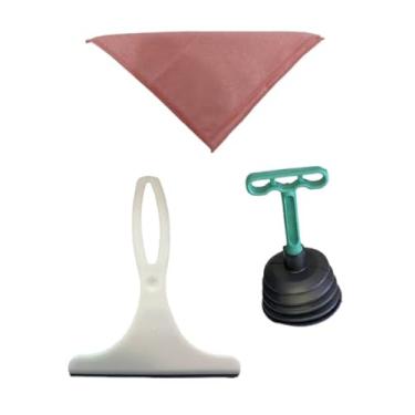 Imagem de Kit de Limpeza com Pano de Microfibra, Rodo Slim e Desentupidor Sanfonado, Rosa