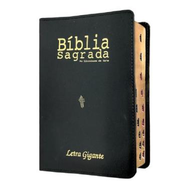Imagem de Bíblia sagrada  letra gigante  ntlh  capa de luxo preta  com índice  c
