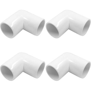 Imagem de Pacote com 4 encaixes de tubulação de cotovelo de 90 graus de 90 graus, encaixe de tubo de PVC de ângulo reto de 2 vias, acessórios de canto de PVC para móveis de construção faça você mesmo