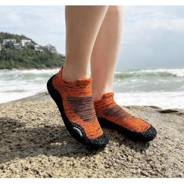 Imagem de Sapatos aquáticos de secagem rápida, meias aquáticas, unissex, para corrida e natação, Laranja, 9 Women/8 Men