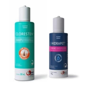 Imagem de Combo Cloresten Shampoo 200ml e Hidrapet Creme Hidratante Cães e Gatos