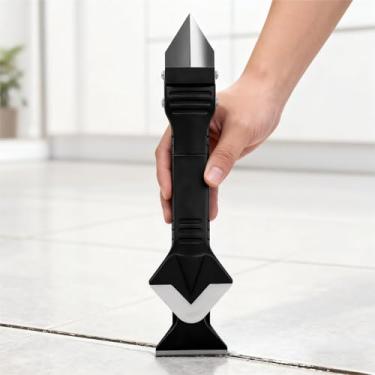 Imagem de Kit de ferramentas manuais 3 em 1, finalizador de selante de silicone e raspador de removedor de argamassa com cabeça de aço inoxidável - aplicador profissional de pistolas de calafetagem para