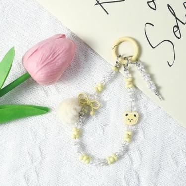 Imagem de Pulseira feminina com contas – Linda pulseira antiqueda com berloques – Corrente multifuncional compatível com todos os smartphones (amarelo)