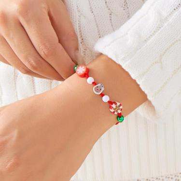 Imagem de Pulseiras de Natal para mulheres, berloques, miçangas, joias de Natal, presentes, decorações de árvores, conjunto de berloques festivos