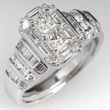 Imagem de Anéis de noivado luxuosos banhados a ouro branco com zircônia cúbica incrustada, alianças de compromisso, festas noturnas, presentes de dia dos namorados, alianças de eternidade para mulheres