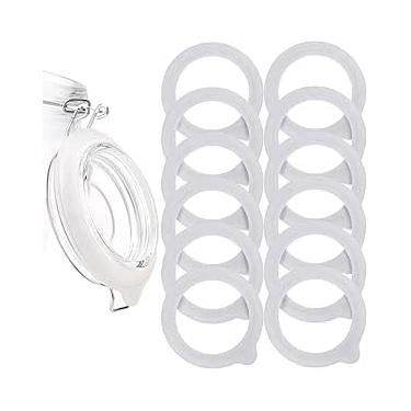 Imagem de 12 peças de vedação de silicone hermética de substituição de vedação de silicone para tampa de frasco de pedreiro, frascos de vidro de boca larga