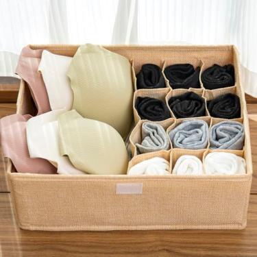 Imagem de Caixa organizadora de roupas íntimas, dobrável, organizador de gaveta com compartimentos, caixa organizadora de tecido portátil para meias, lingerie e armário