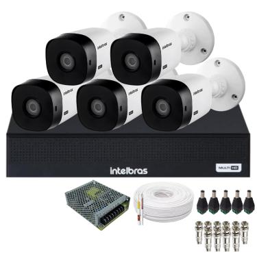 Imagem de Kit 5 Câmeras Intelbras Hd 1120b Dvr Intelbras 08 Canais 1108-c Sem Hd