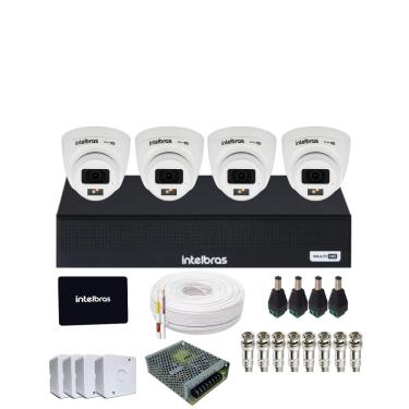 Imagem de Kit CFTV Intelbras 4 Câmeras 3220d Full Color Com Áudio  DVR 1104-c Mhdx SSD Intelbras 512gb