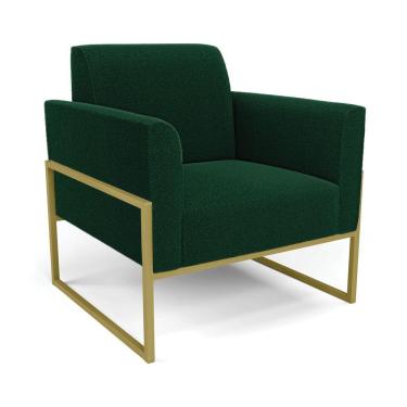 Imagem de Poltrona Sala Estar Industrial Alta Dourado Marisa Bouclê Verde D03 - D'rossi