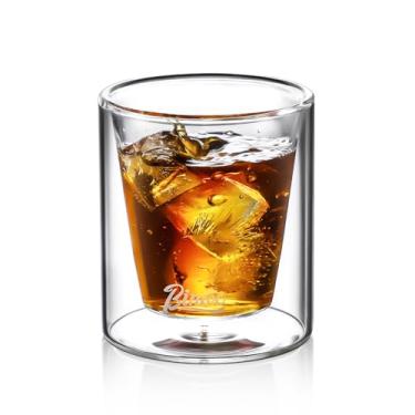 Imagem de Bincoo Copos de parede dupla - Copo de café isolado transparente de 120 ml para líquidos quentes e frios, uísque, bourbon, vodka e vidro transparente de borossilicato escocês