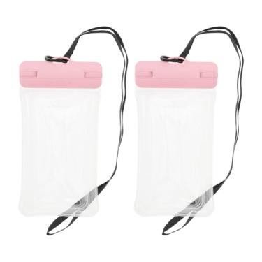 Imagem de 2 peças bolsa inflável à prova d'água para celular rosa capa universal à prova d'água compatível com telefone de 12,5 x 24,5 cm