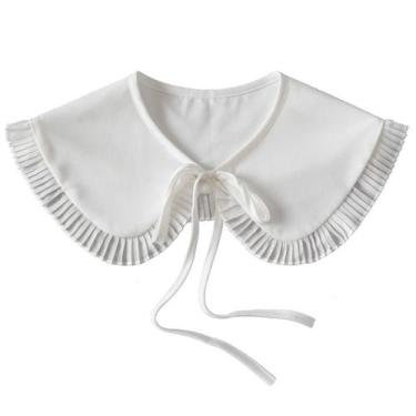 Imagem de Blusa plissada removível com gola falsa de renda branca - Yiweisai