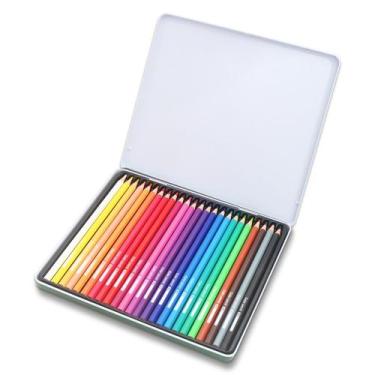 Imagem de Conjunto de lápis de cor genérico de 24 cores, 24 unidades em caixa de