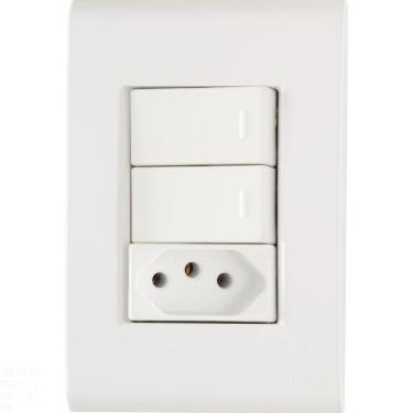 Imagem de Conjunto 4x2 Com 2 Interruptores Simples 10 A 250 V E 1 Tomada 2p+t 20 A 250 V Liz Branco